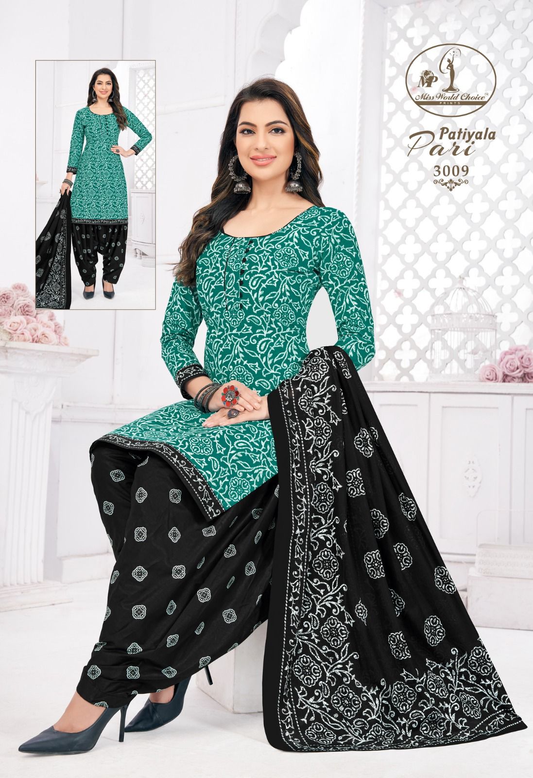 Miss World Choice Patiyala Pari 3 Printed Cotton Dress Material